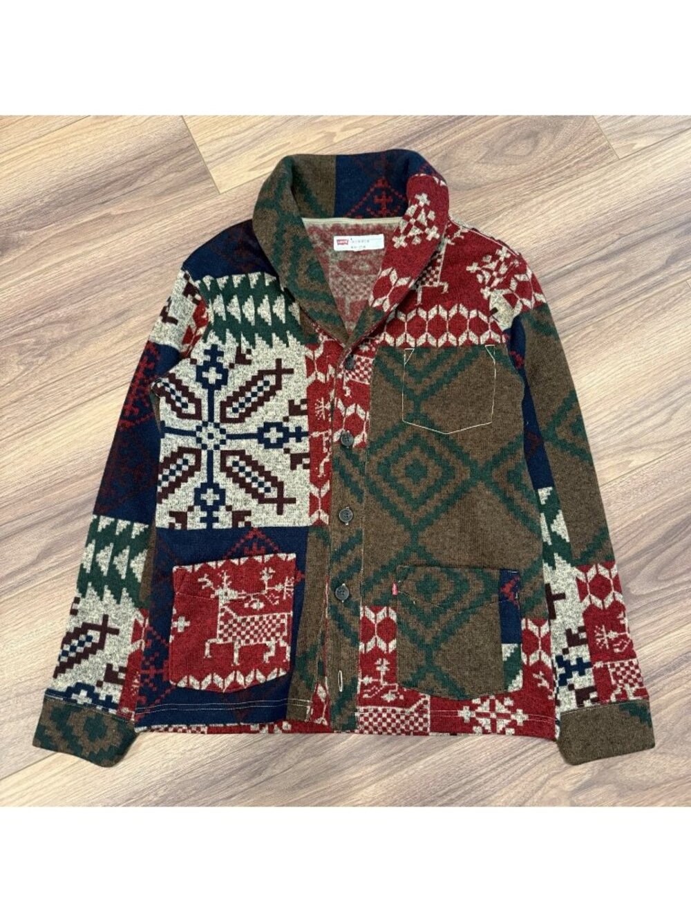 Levi's Cardigan Sweater Shawl Collar Southwest Aztec Christmas Mens Medium